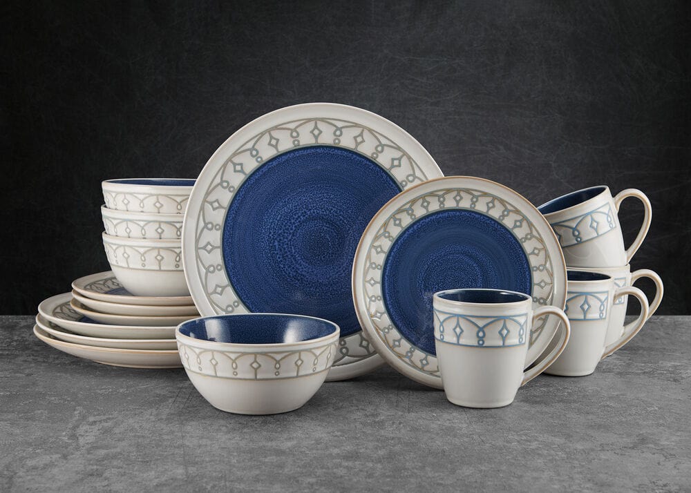 Remi Blue 16 Piece Dinnerware Set Service for 4