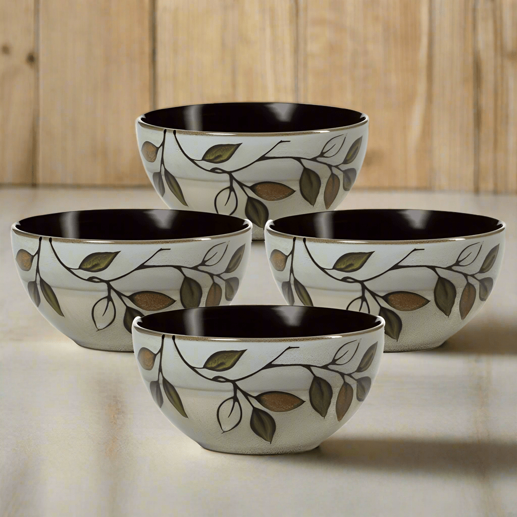 Rustic Leaves Soup Cereal Bowls Set of 4