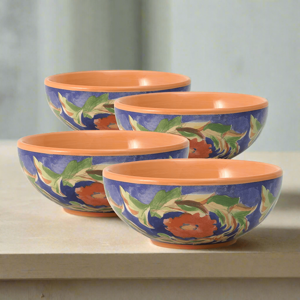 Villa della Luna Set of 4 Fleur Soup or Cereal Bowls