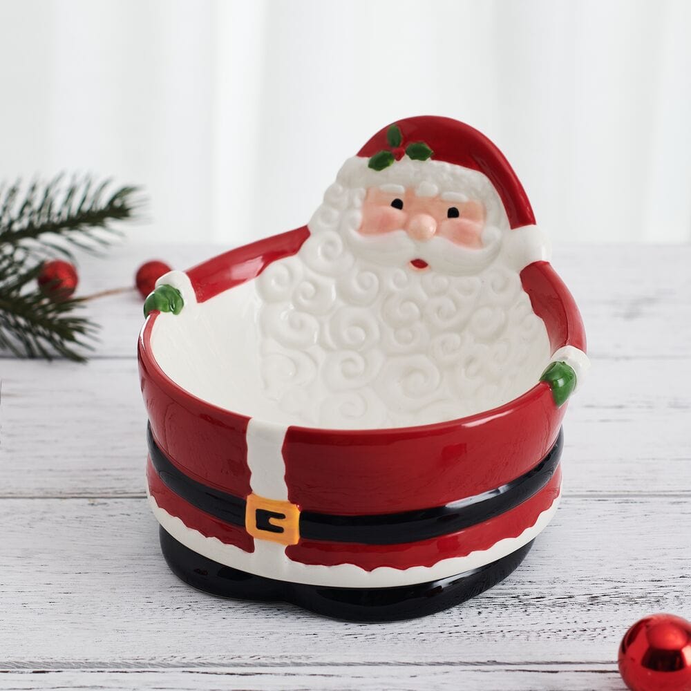 Winterberry Santa Figural Candy Bowl Pfaltzgraff