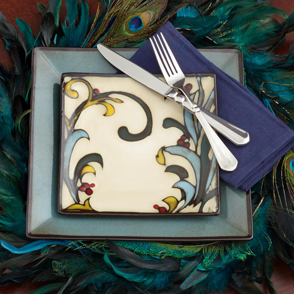 Blue square dinner plates sale