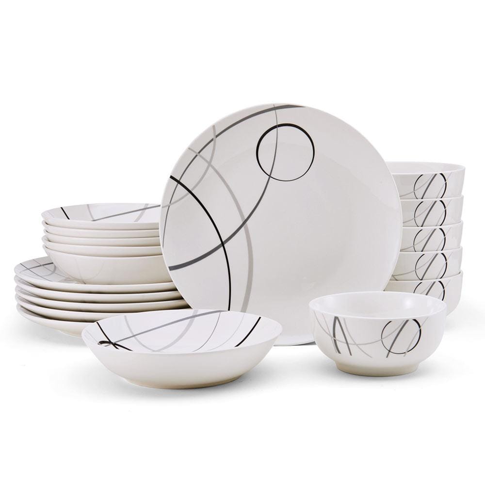 Studio Nova Porcelain Circles 18-Piece Dinnerware Set, White