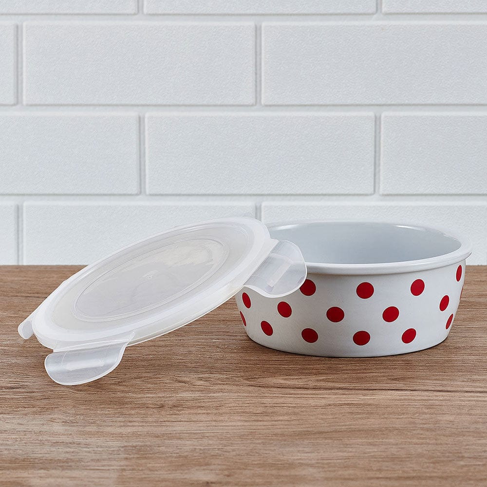 16oz RED Polka Dot PINT containers with non-vented lids - Frozen