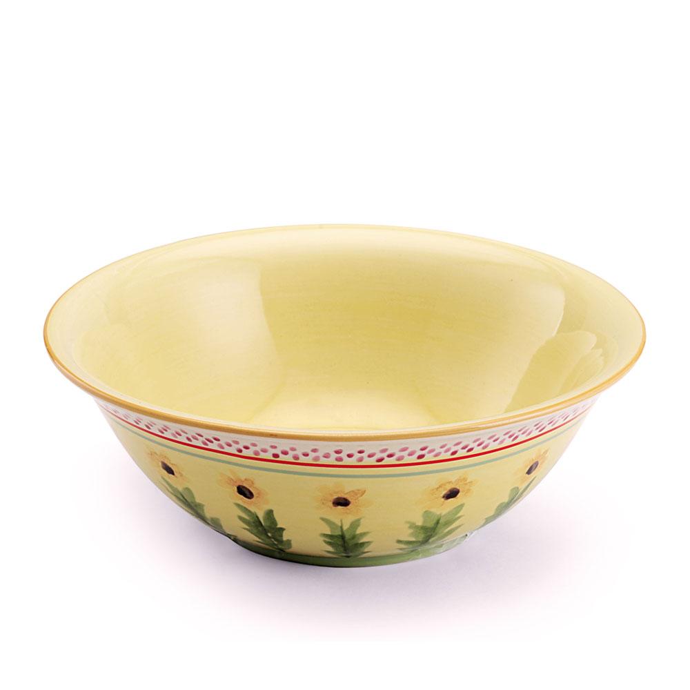 Large Pyrex Salad Bowl Green with White Vegatables on the Outside