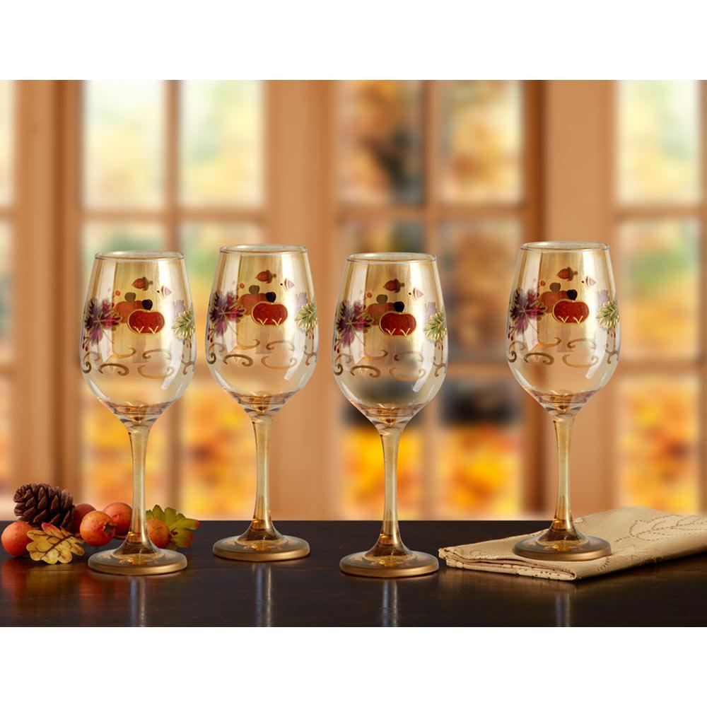 Pfaltzgraff Winterberry Set of 4 Red Stemless Wine Glasses, 20-Ounce