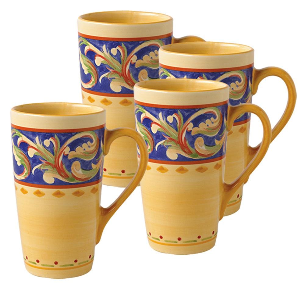 2 Ceramic 10 OZ Mugs Set, Colorful Latte Mugs, TWO Pottery Tea