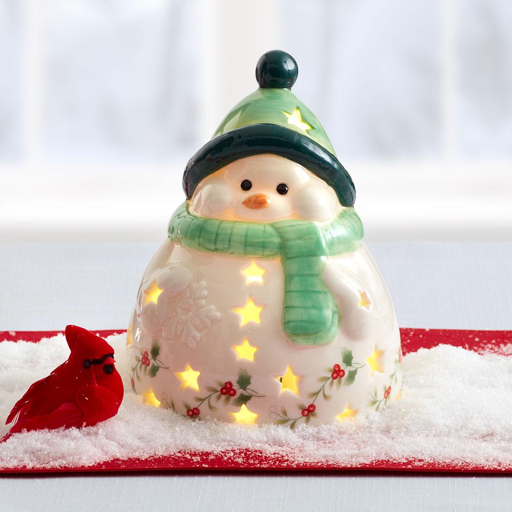 –　Snowman　with　Jolly　Light　Pfaltzgraff　Winterberry®　LED