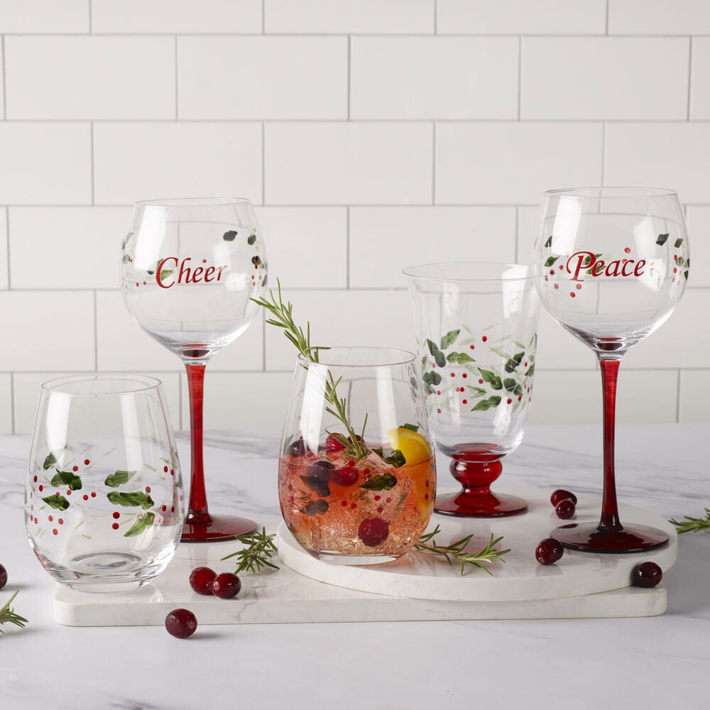 Pfaltzgraff Plymouth Set of 4 Leaf Luster Wine Glasses