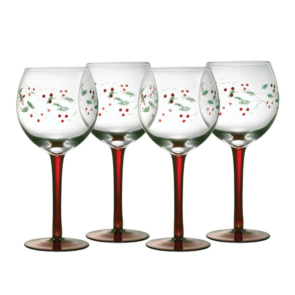 Pfaltzgraff Winterberry Sentiment Wine Glasses - Set of 4