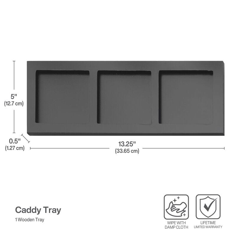 3 Piece Flatware Caddy with Wood Tray