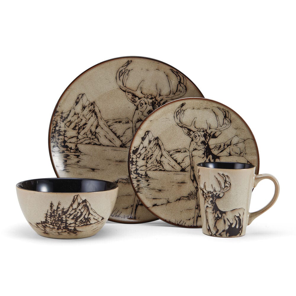 Mossy Oak Animal Print 16 Piece Dinnerware Set, Service for 4