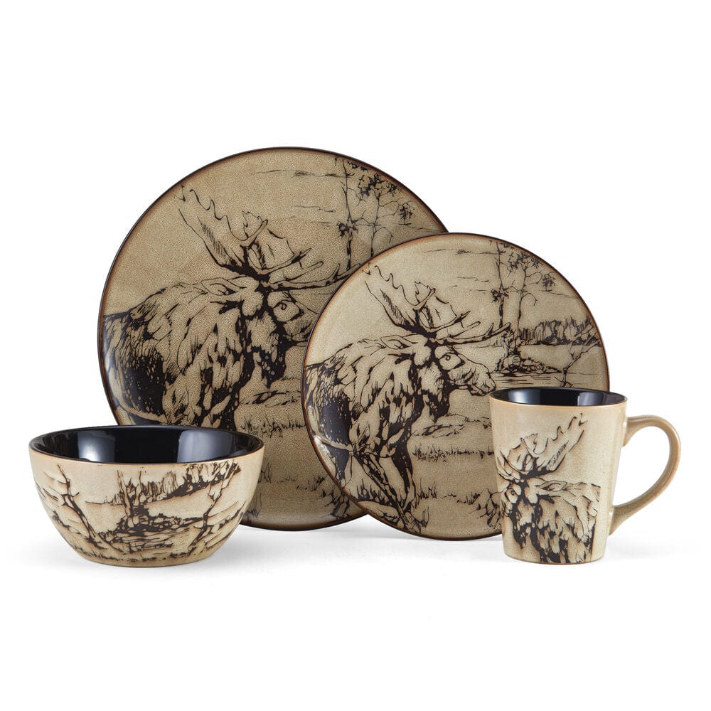 Mossy Oak Animal Print 16 Piece Dinnerware Set, Service for 4