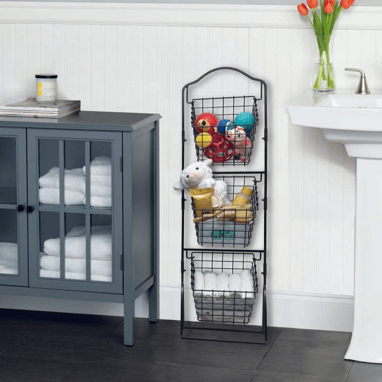 3 Tiered Standing Storage Rack with Market Baskets