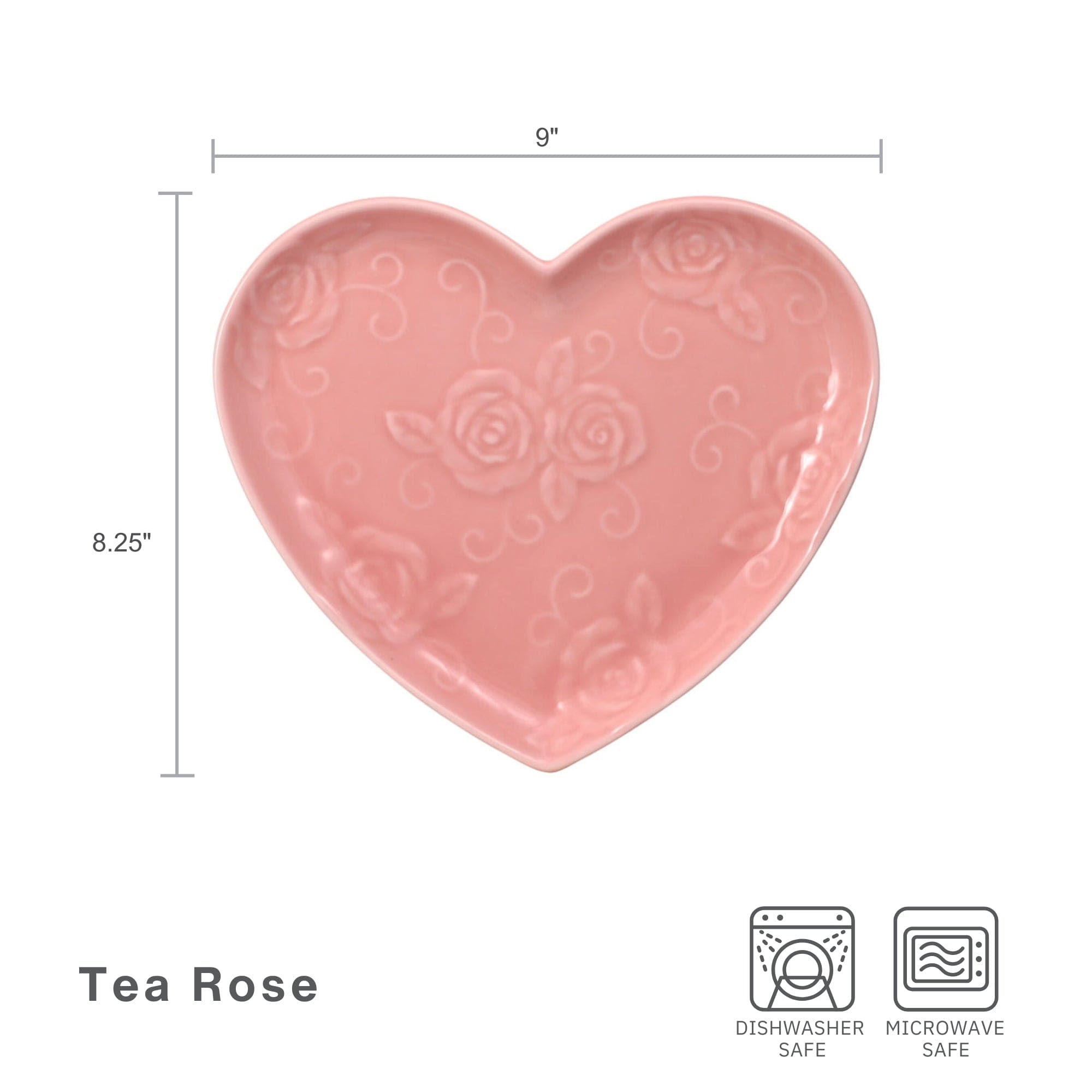 Tea Rose Pink Heart Shaped Plate