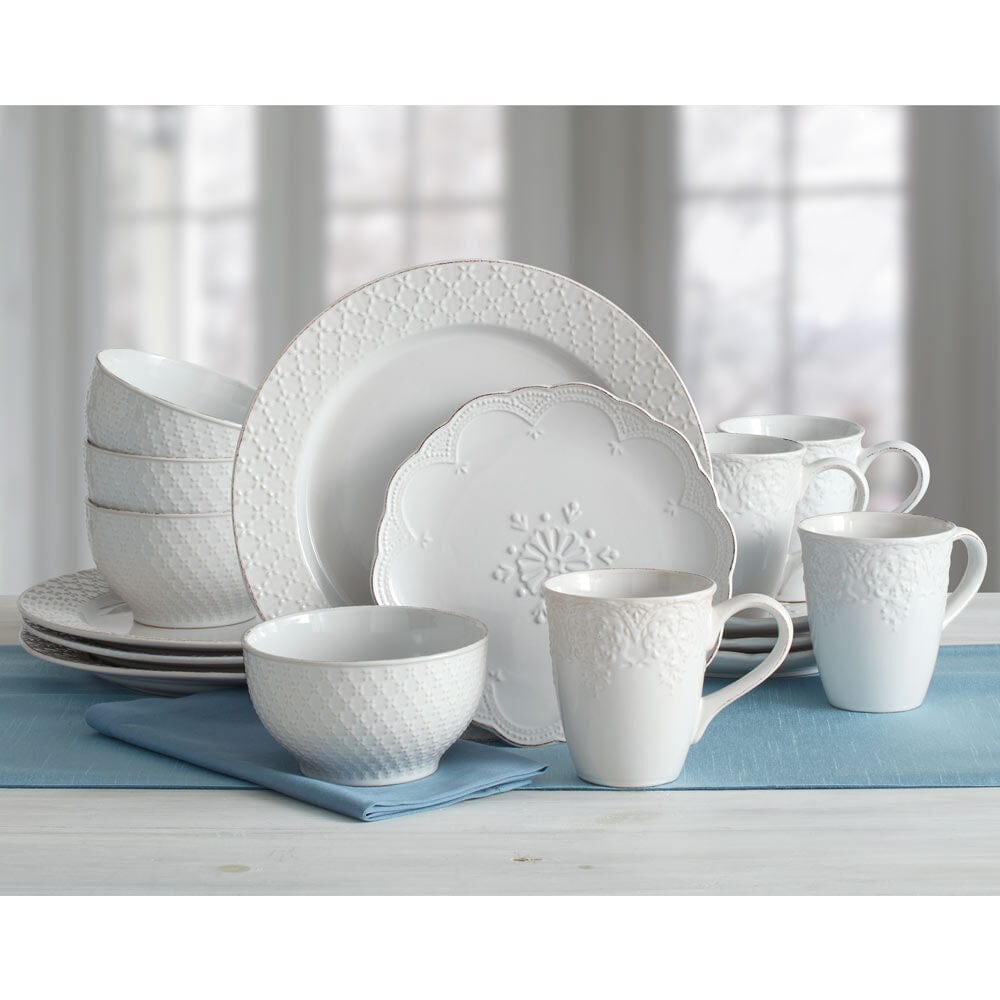 French Lace White Dinnerware Set