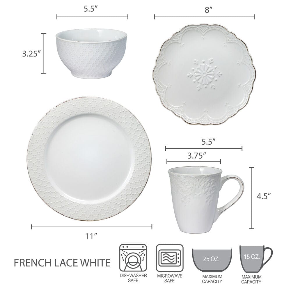 French Lace White Dinnerware Set