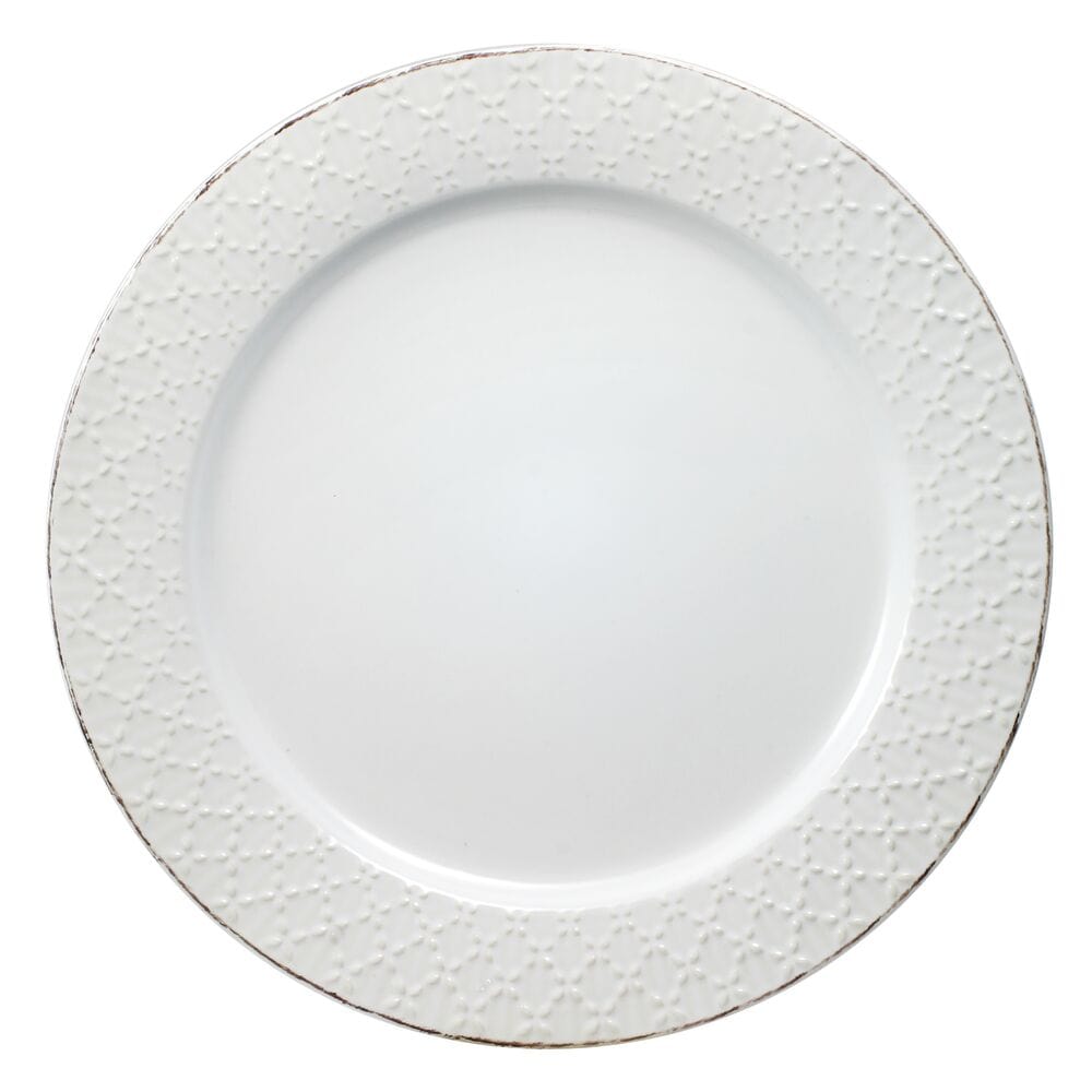 French Lace Set of 4 White Dinner Plates