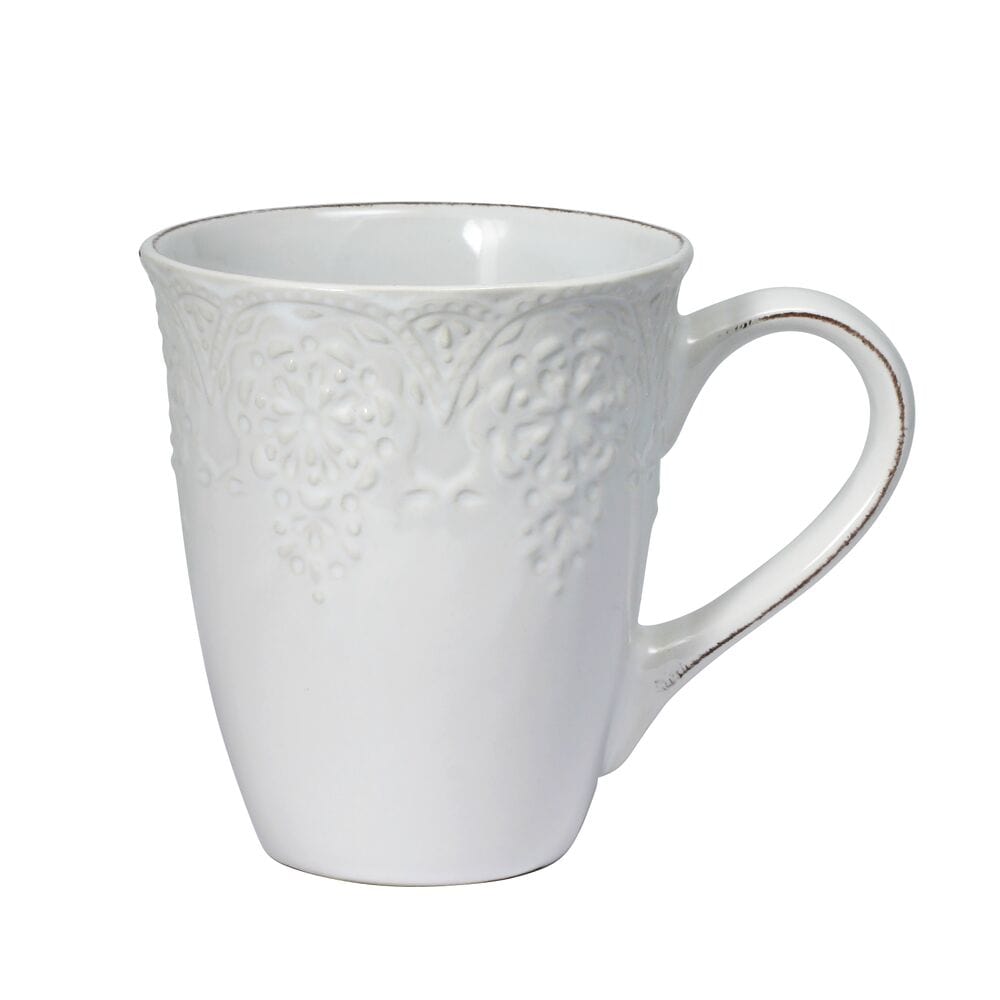 French Lace Set of 4 White Mugs