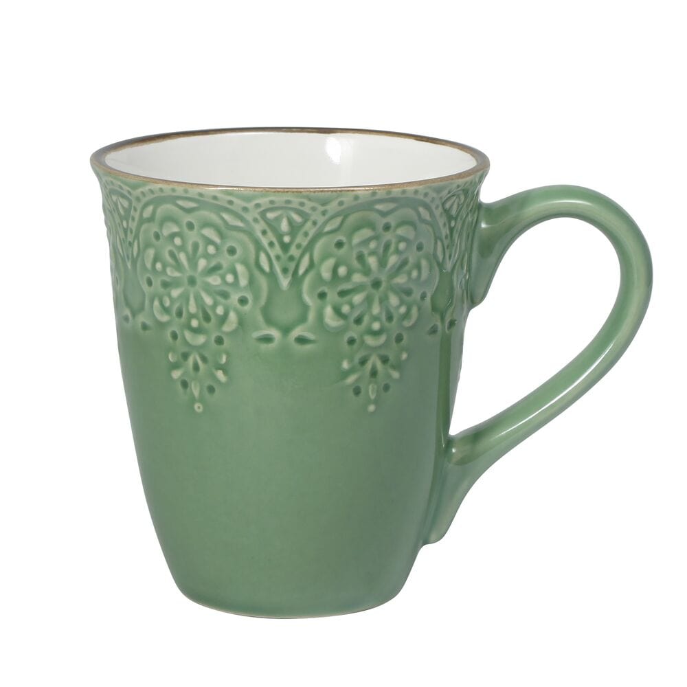 French Lace Set of 4 Green Mugs