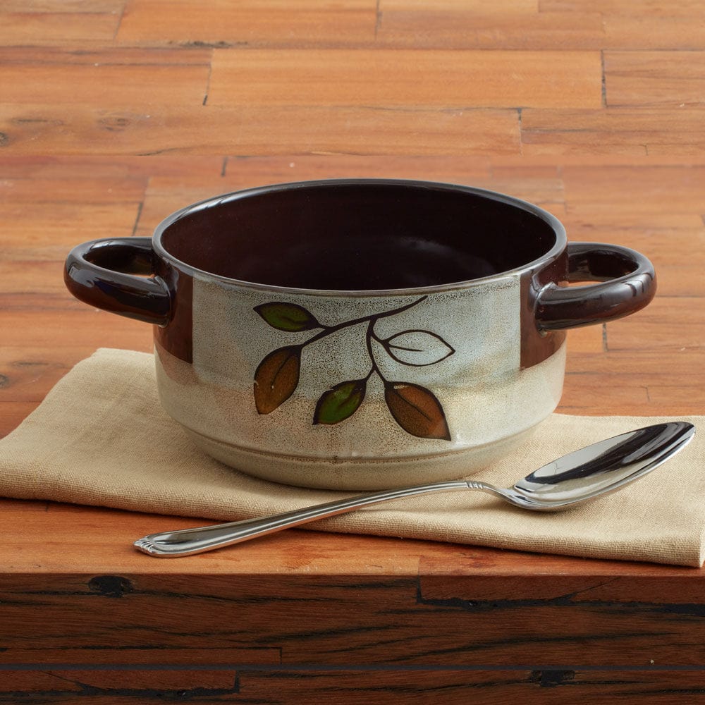 Rustic Leaves Double Handled Soup Bowl