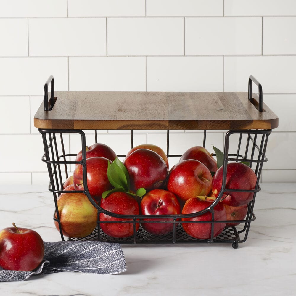 Madam Stacking And Nesting Basket with Acacia Lid