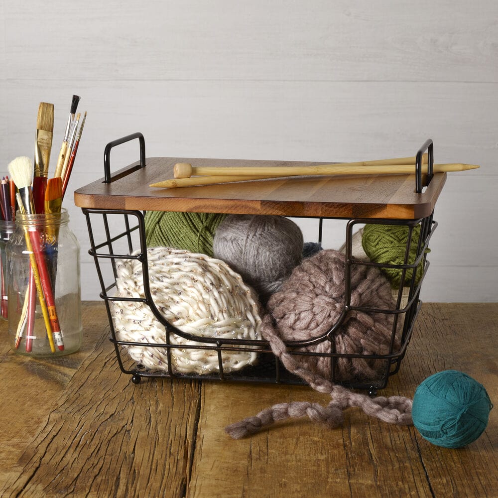 Madam Stacking And Nesting Basket with Acacia Lid