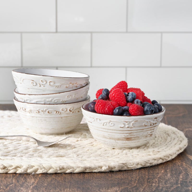 Trellis White Set of 4 Fruit Bowls