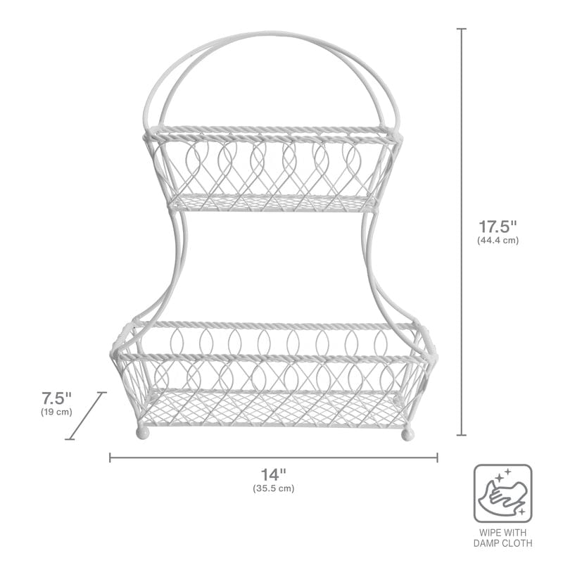 Loop And Lattice 2 Tier White Flatback Storage Basket