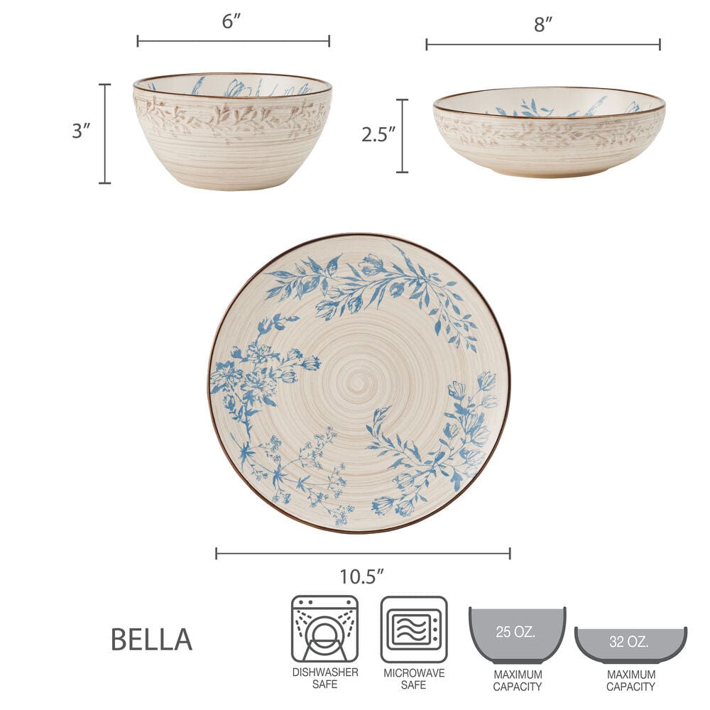 Bella 12 Piece Dinnerware Set, Service for 4