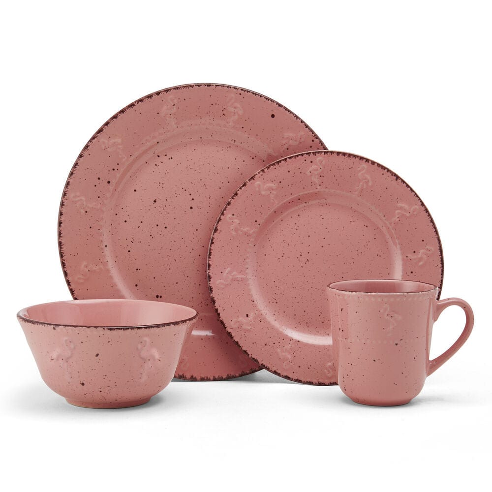 Flamingo Pink 16 Piece Dinnerware Set, Service for 4