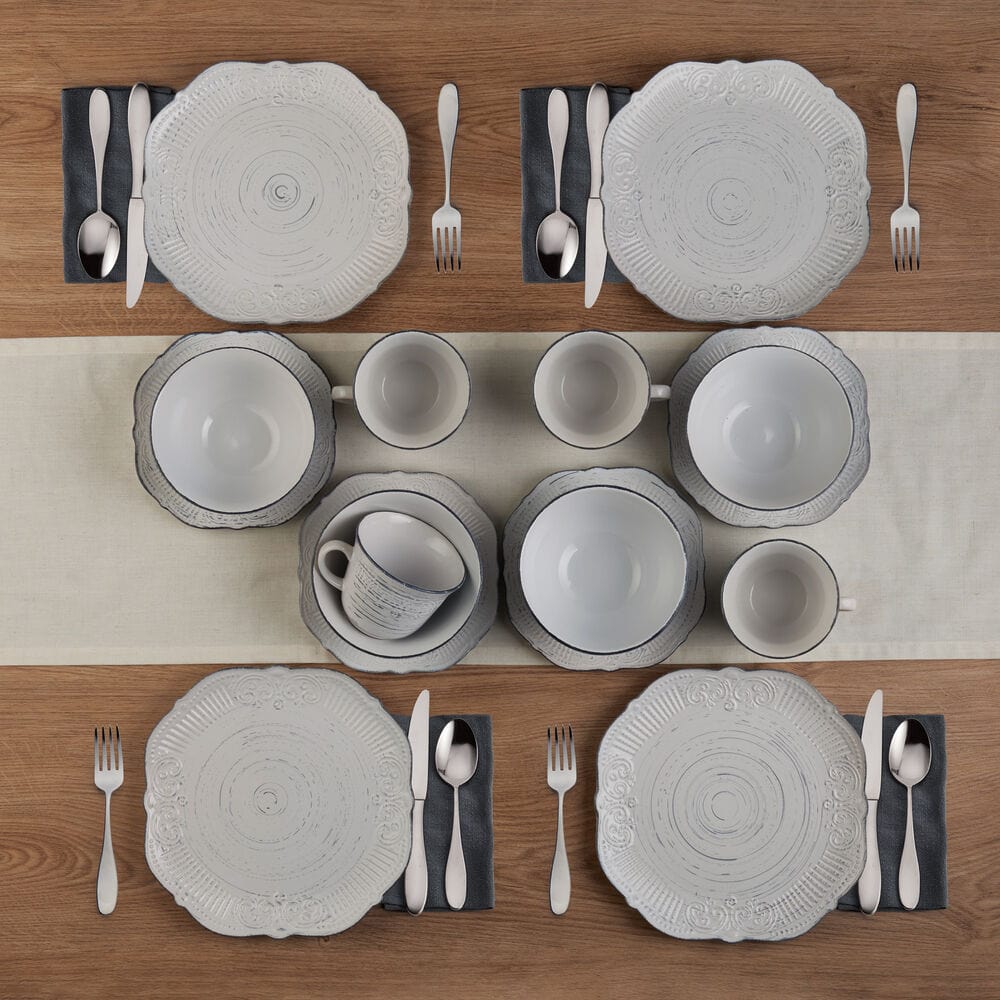 Isabella Gray 16 Piece Dinnerware Set, Service for 4