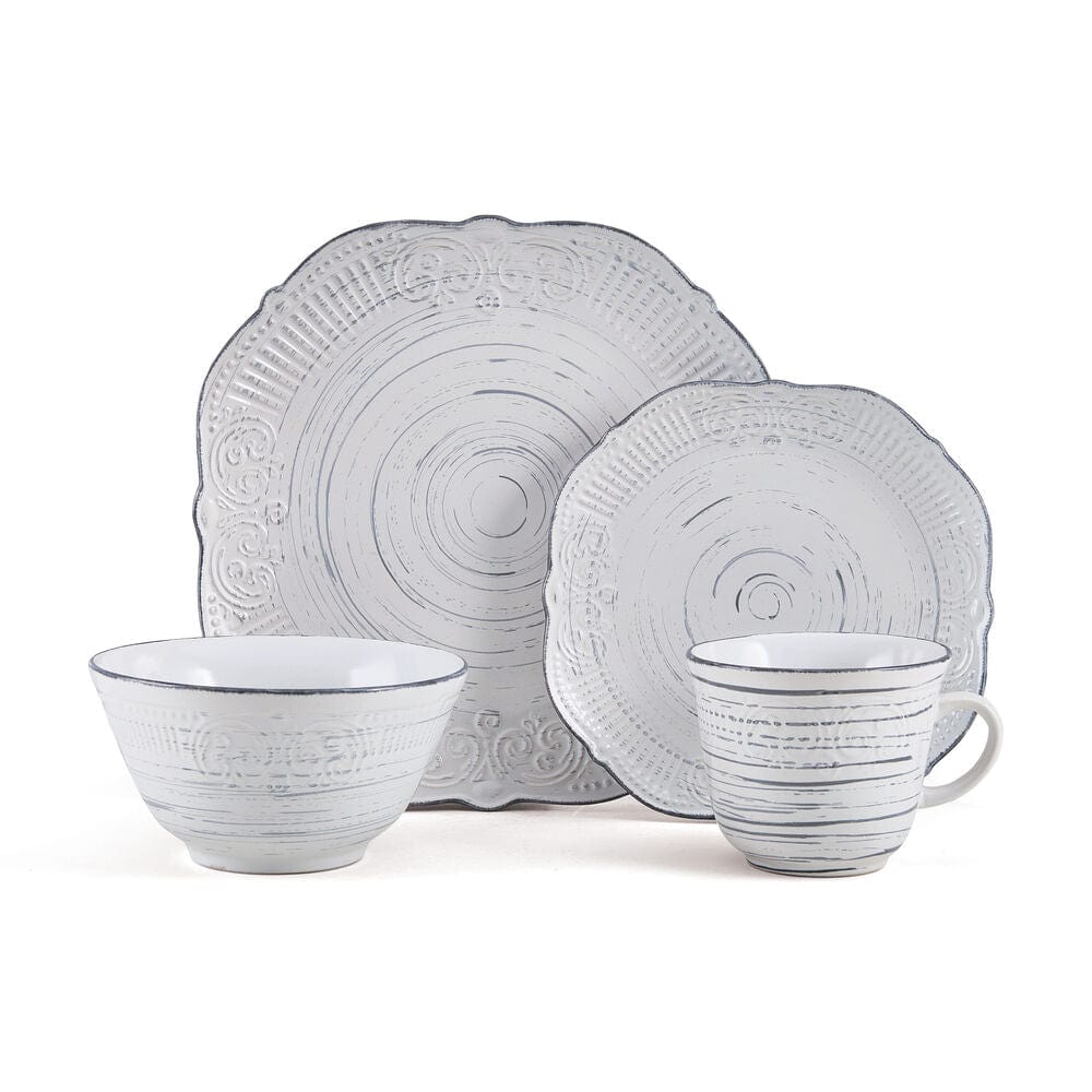 Isabella Gray 16 Piece Dinnerware Set, Service for 4