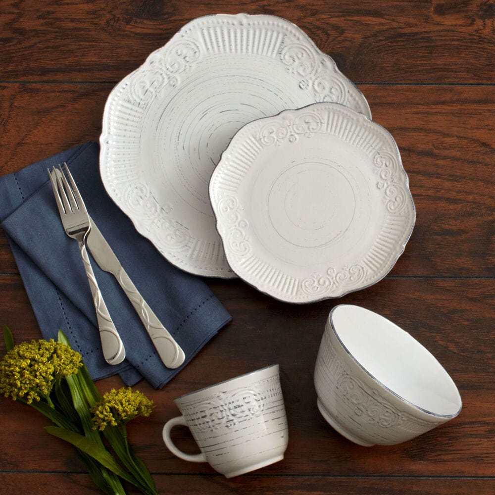 Isabella Gray 16 Piece Dinnerware Set, Service for 4