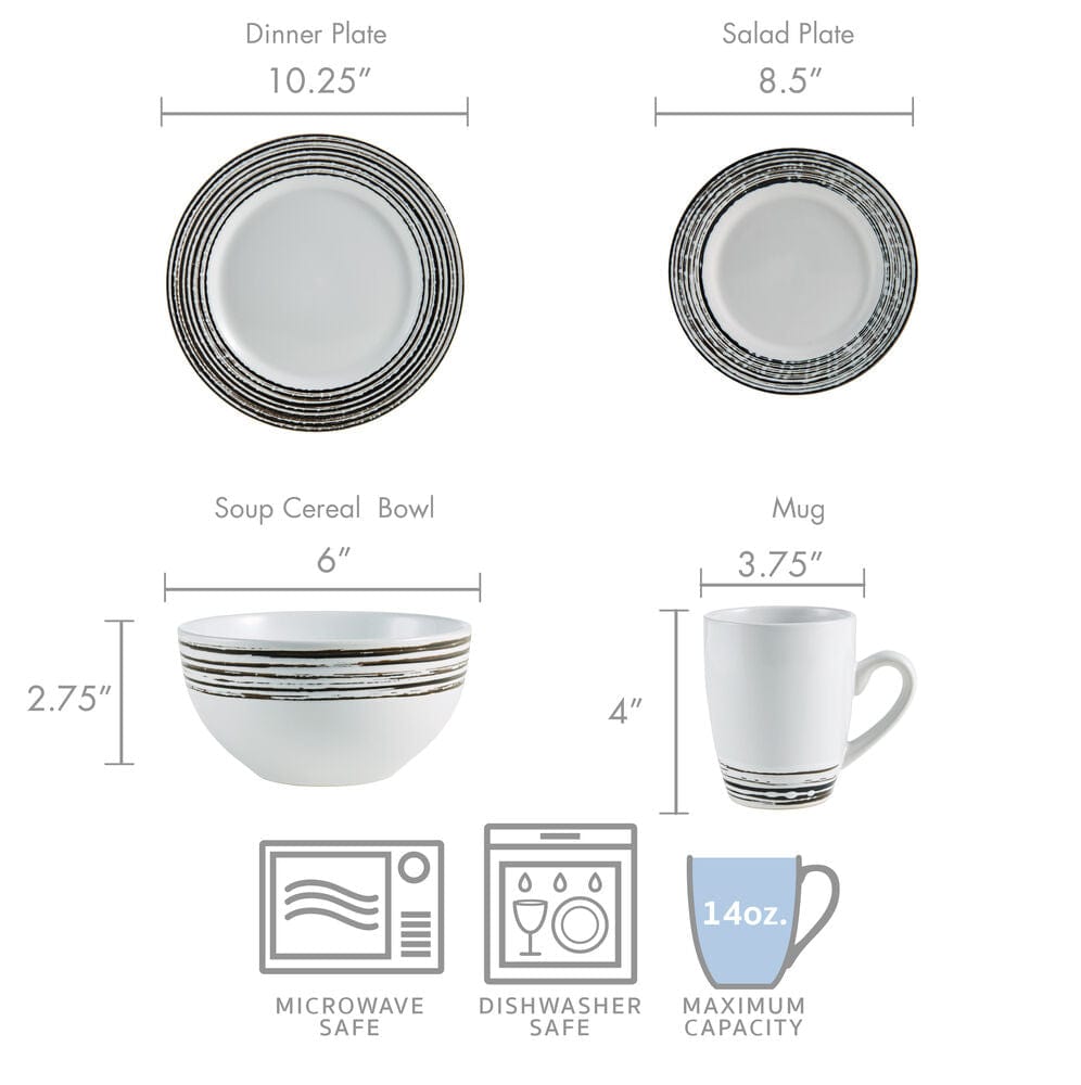 Bryson White 16 Piece Dinnerware Set, Service for 4