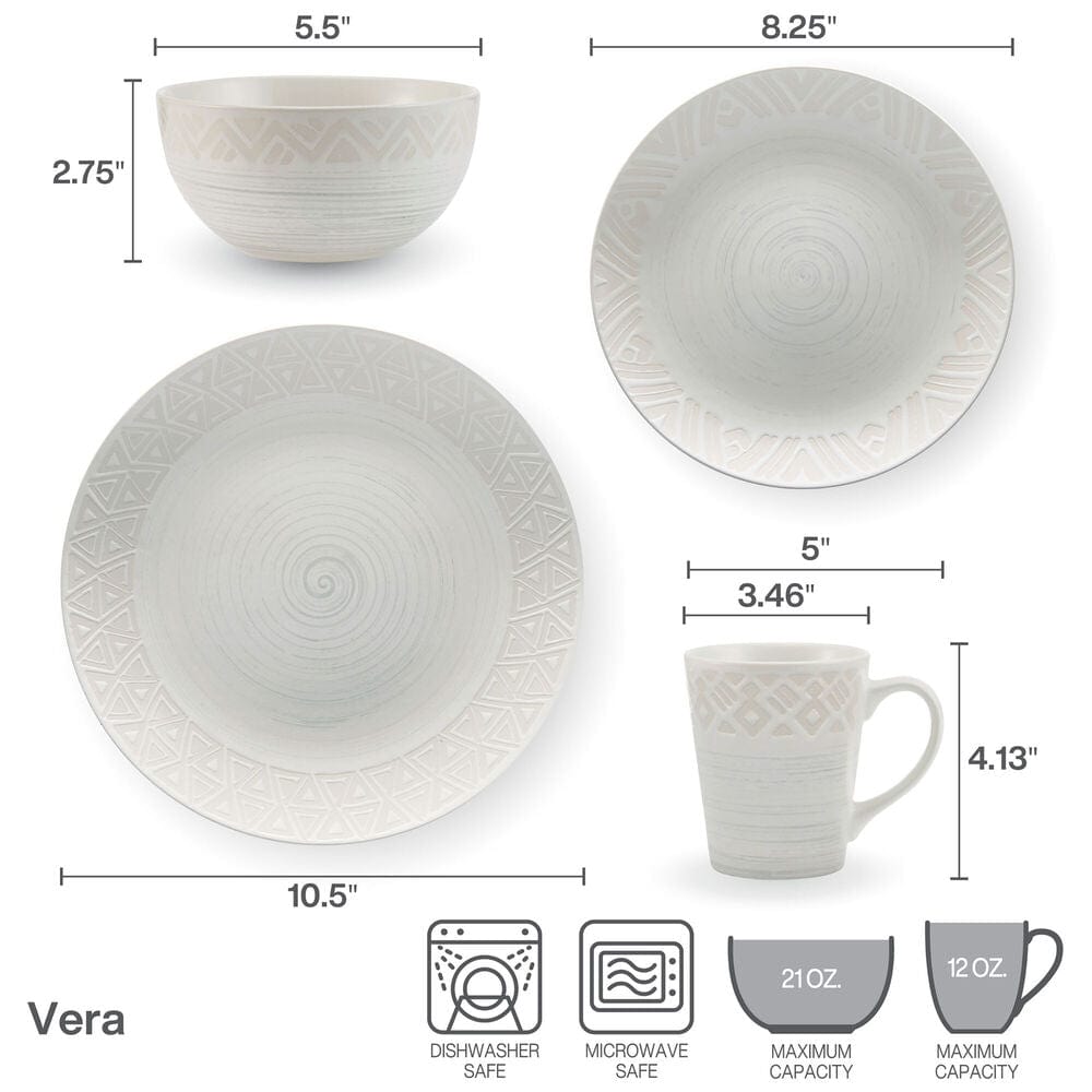 Vera 16 Piece Dinnerware Set, Service for 4