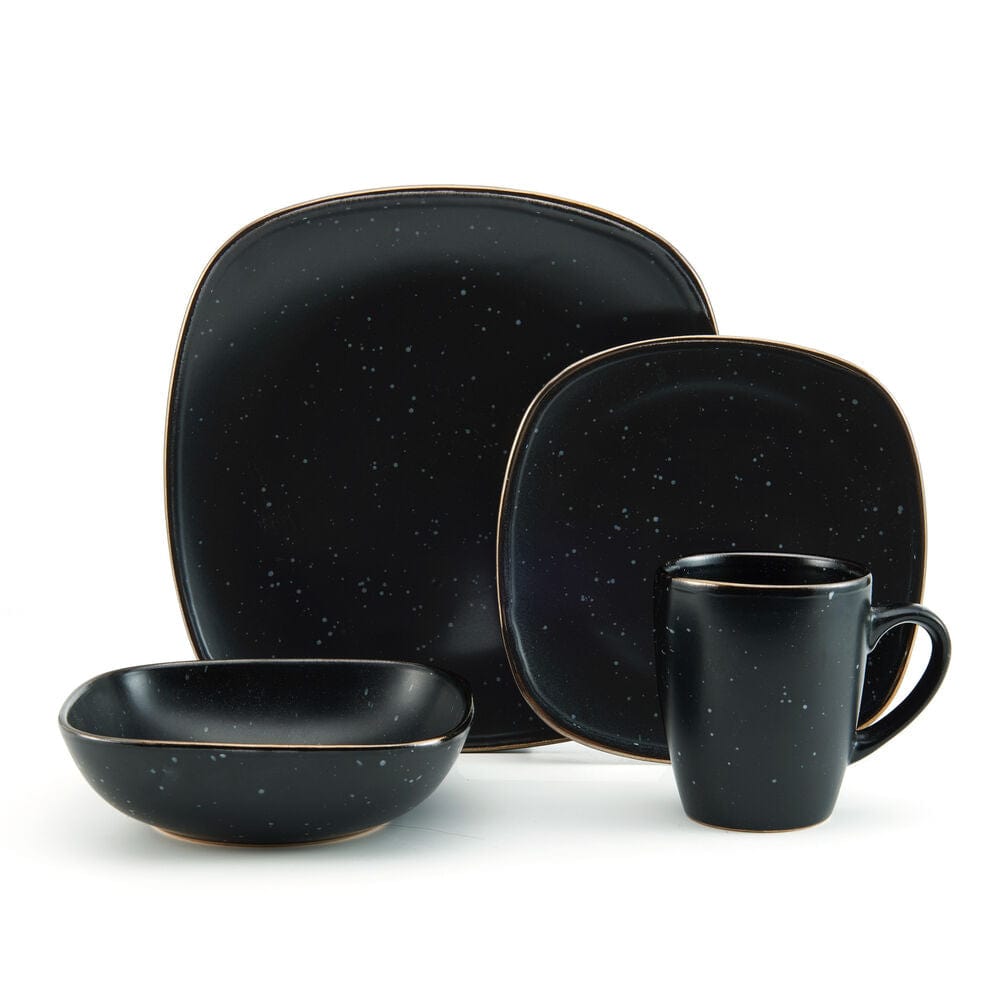 Decker Black 16 Piece Dinnerware Set, Service for 4