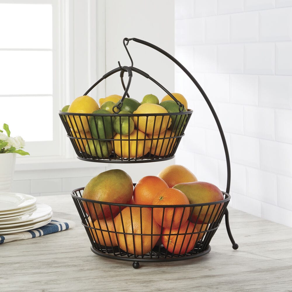 Tully 2 Tier Fruit Storage Basket with Banana Hook