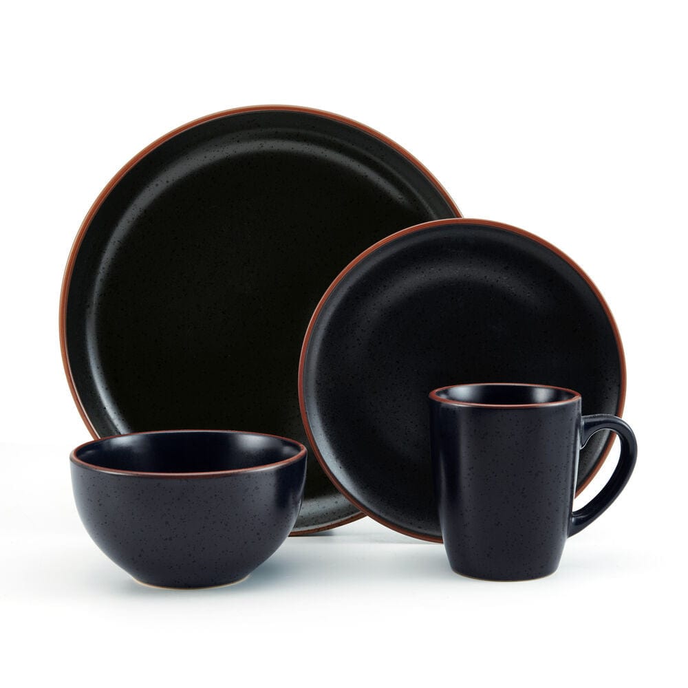 Hunter Black 16 Piece Dinnerware Set, Service for 4