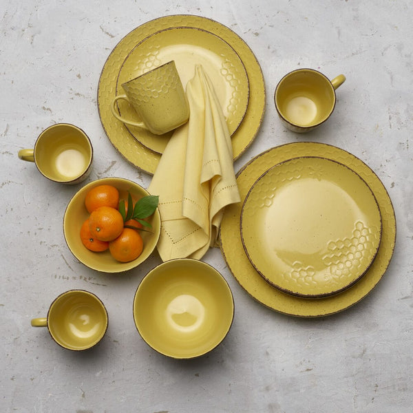 Bumble Bee Yellow 16 Piece Dinnerware Set Service for 4