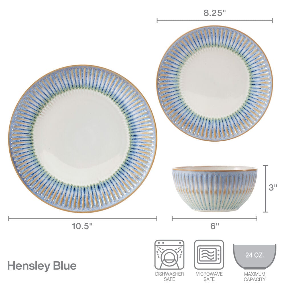 Hensley Blue 12 Piece Dinnerware Set, Service for 4