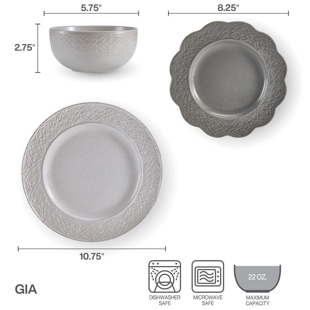 Gia 12 Piece Dinnerware Set, Service for 4