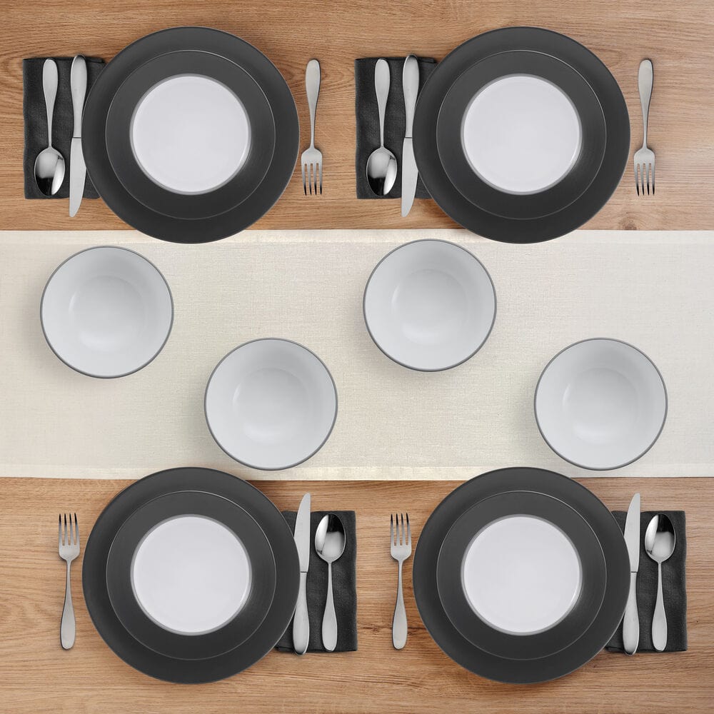 Grayson Charcoal 12 Piece Dinnerware Set, Service for 4