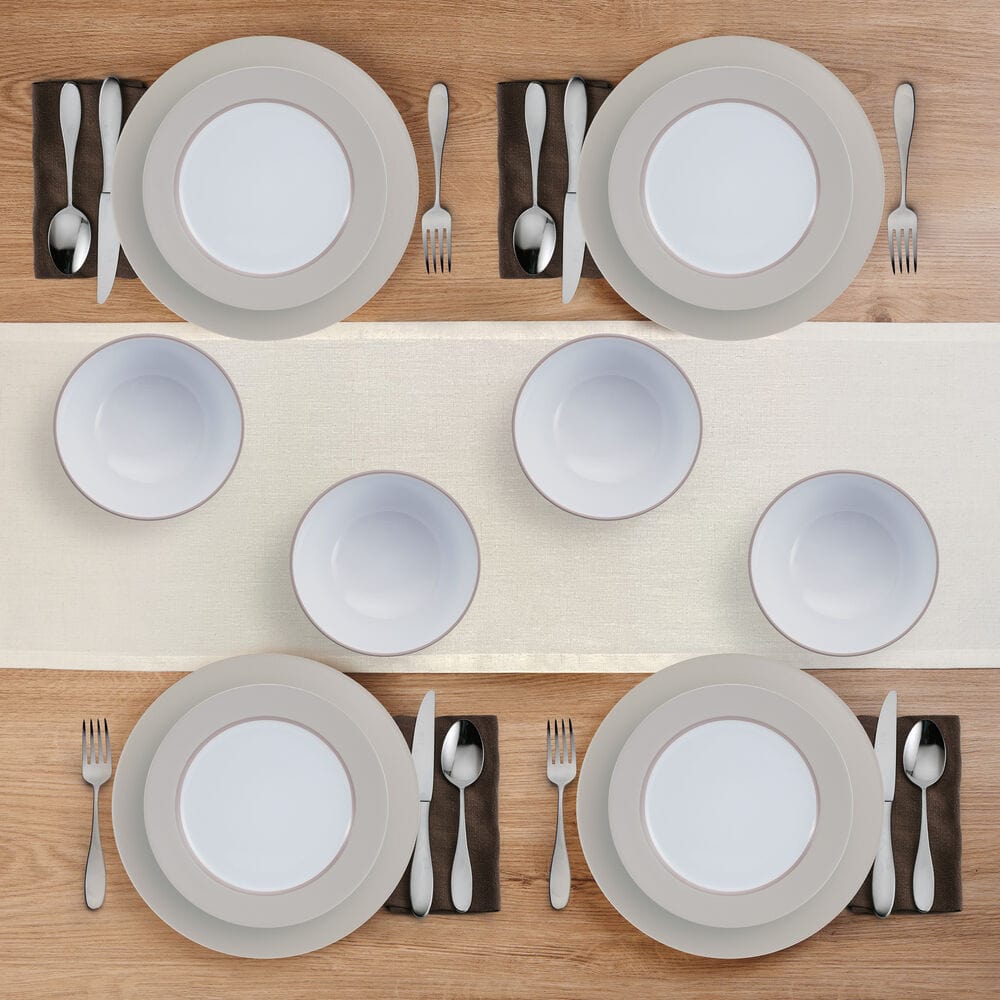 Grayson Taupe 12 Piece Dinnerware Set, Service for 4