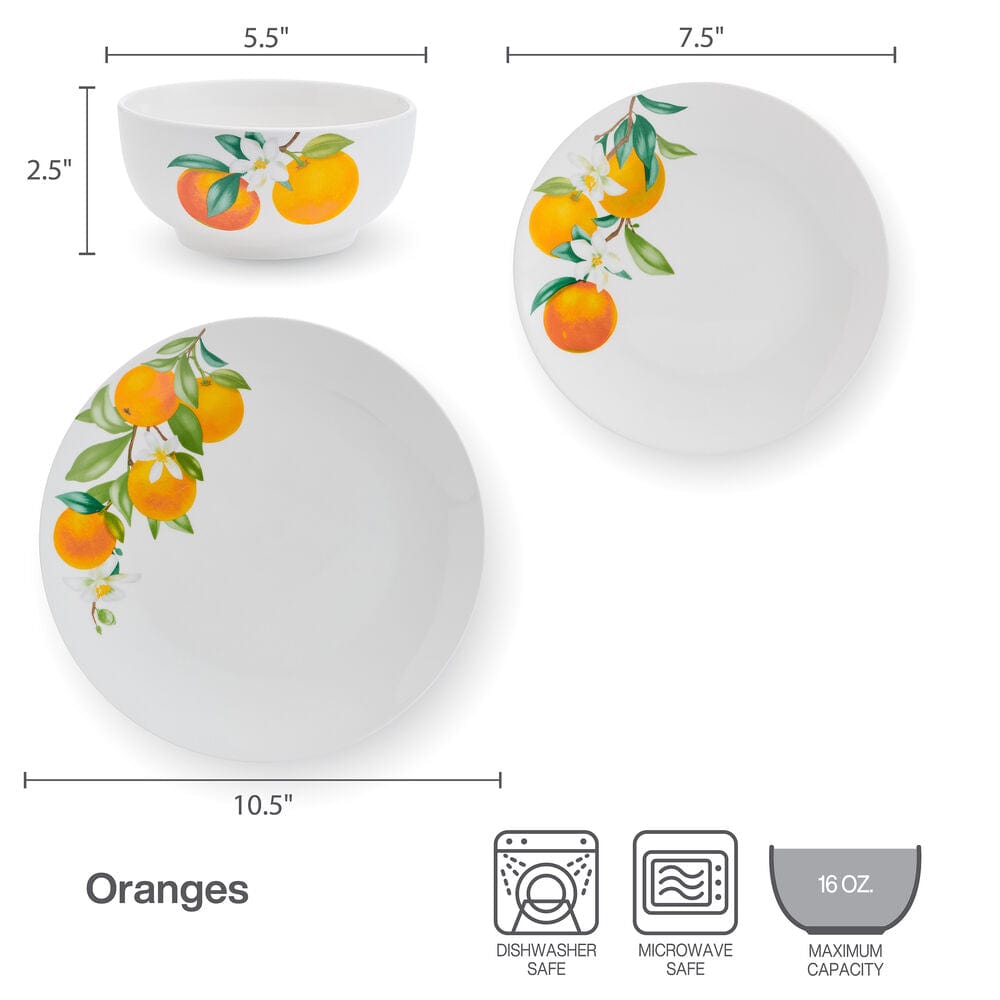 Oranges 12 Piece Dinnerware Set, Service for 4