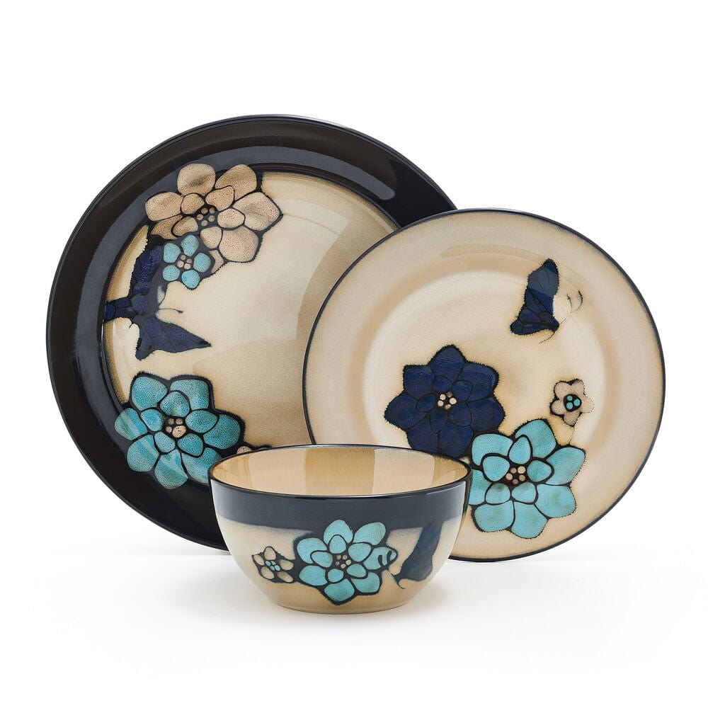 Painted Butterfly Blue 12 Piece Dinnerware Set, Service for 4