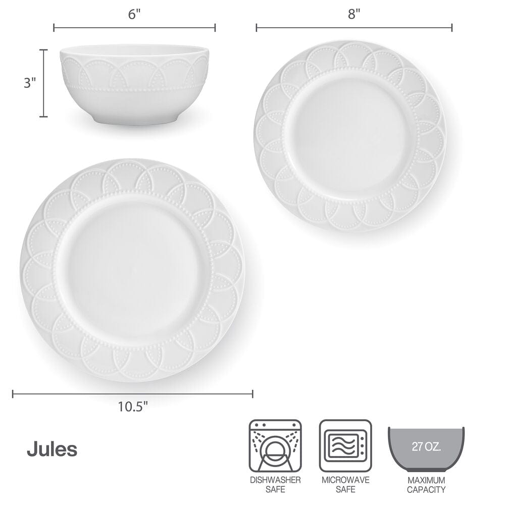 Jules 12 Piece Dinnerware Set, Service for 4