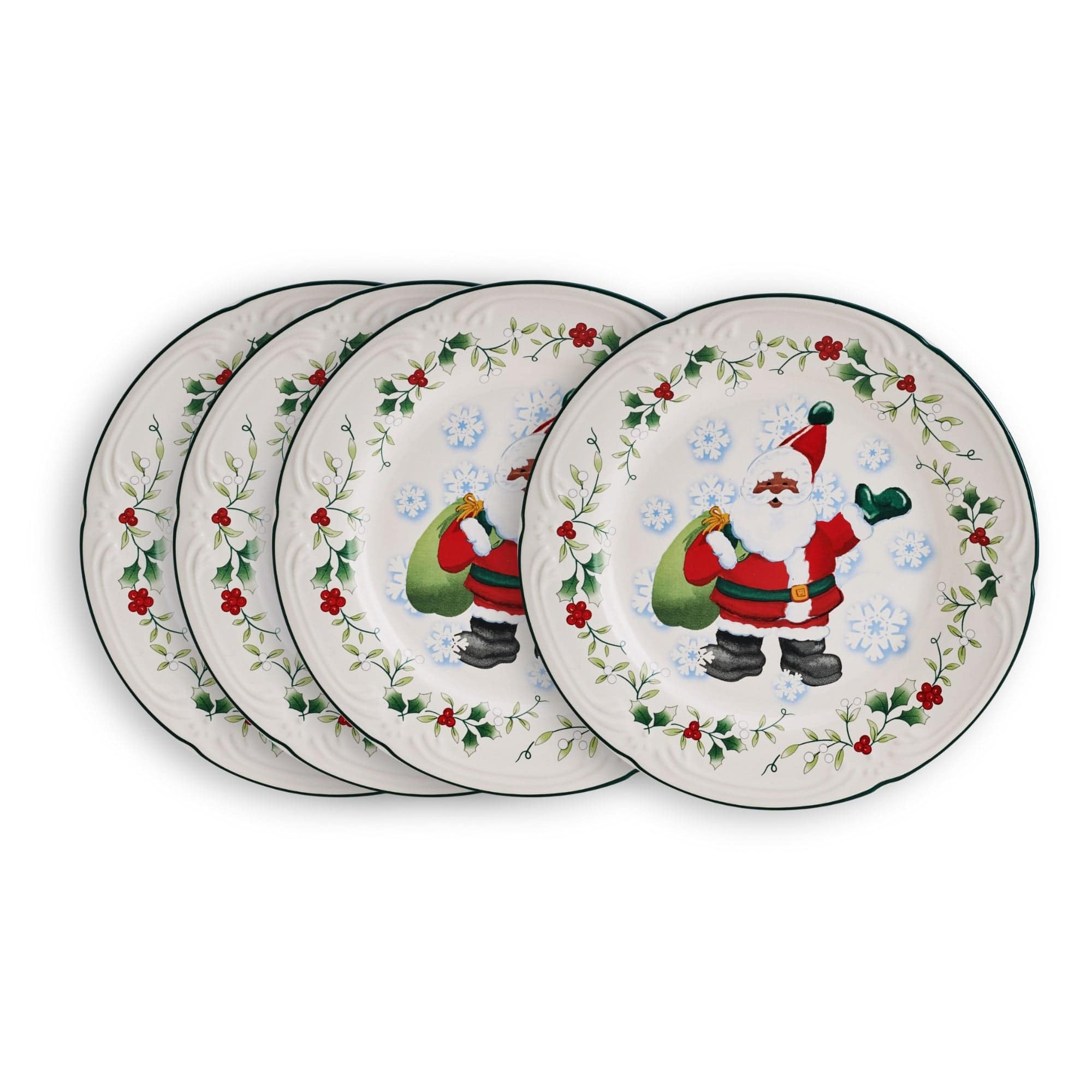 Winterberry® Set of 4 African American Jolly Santa Salad Plate