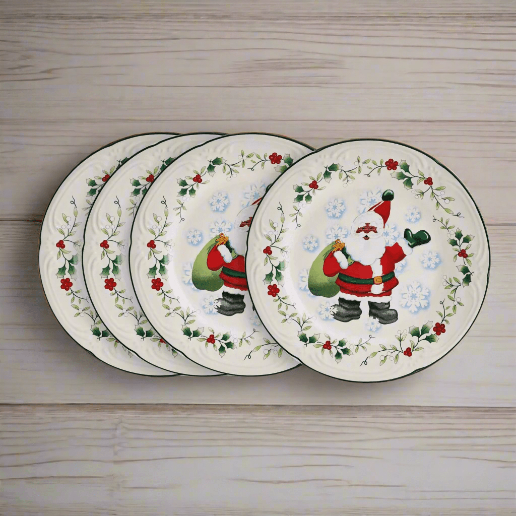 Winterberry® Set of 4 African American Jolly Santa Salad Plate