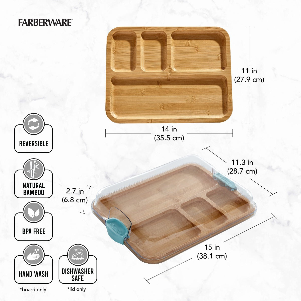 Farberware Build-A-Board ™ Cutting Board with Clear Locking Lid, 11x14