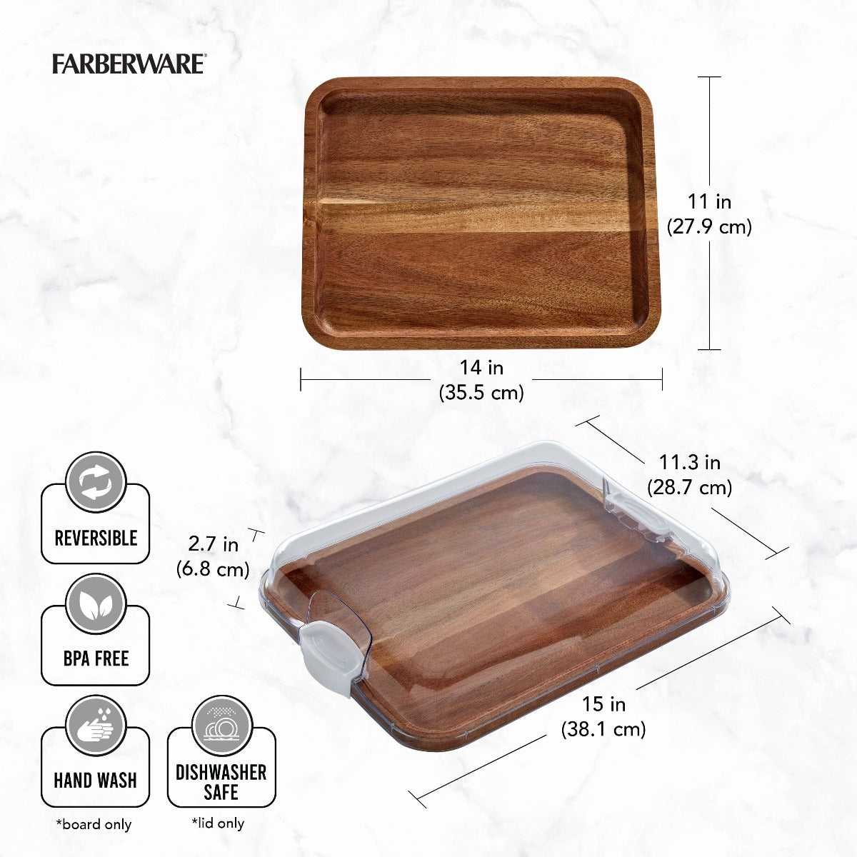 Farberware Build-A-Board ™ Cutting Board with Clear Locking Lid, 11x14